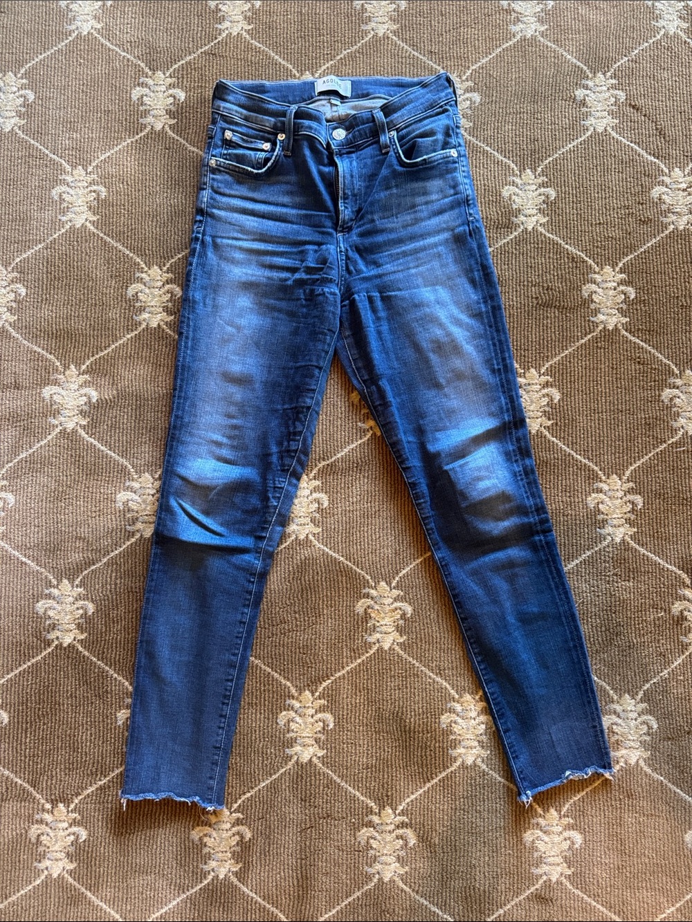 Agolde Dark Blue Skinny Jeans with Subtle Fade